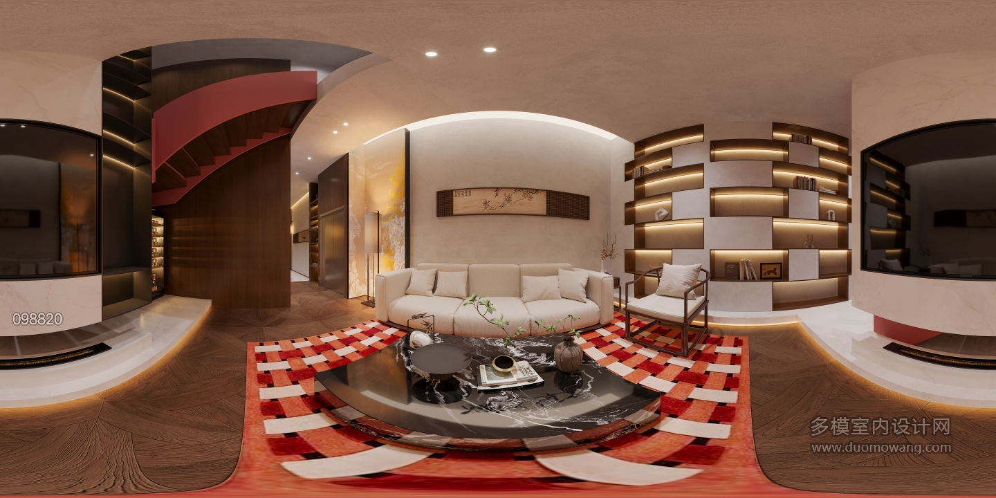 新中式休闲区全景