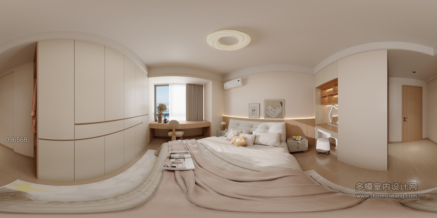 现代奶油主卧