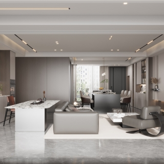 现代意式客餐厅阳台视角