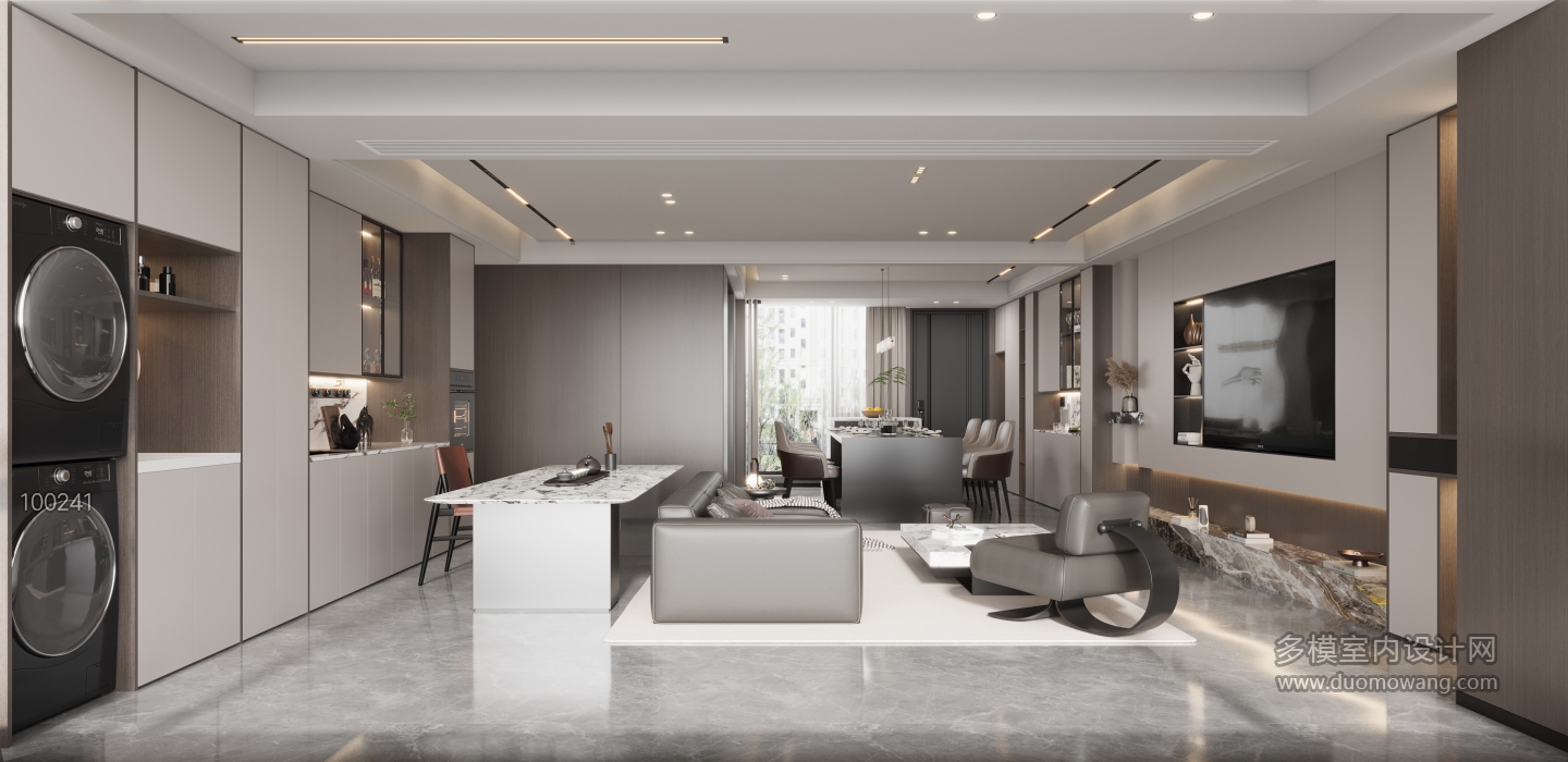 现代意式客餐厅阳台视角