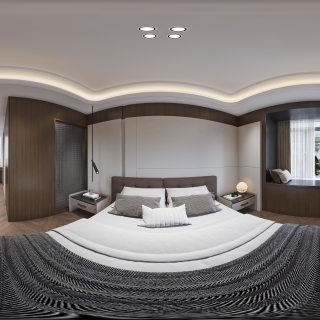 现代别墅二楼主卧室全景