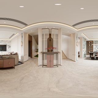 现代新中式玄关全景