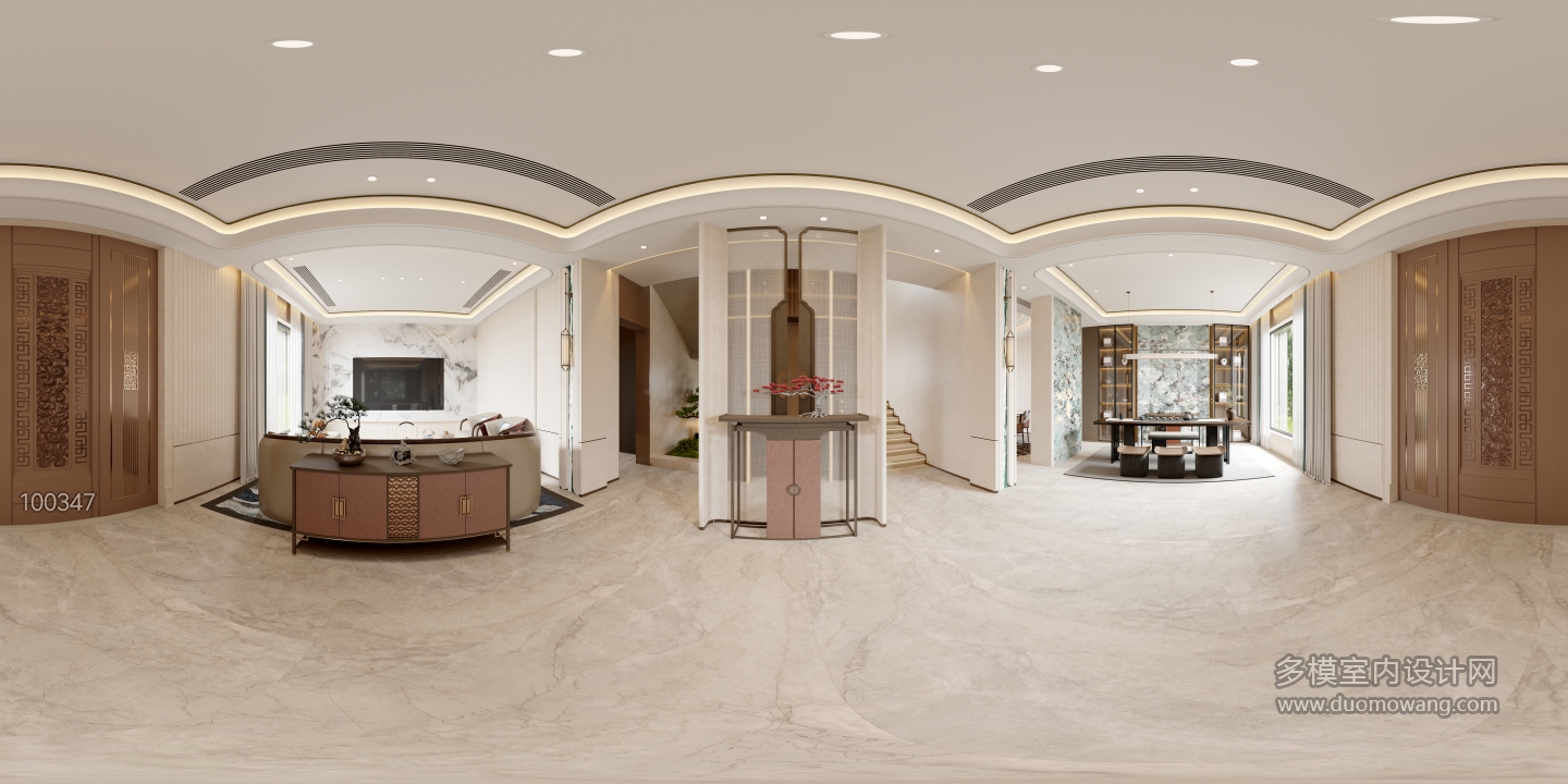 现代新中式玄关全景