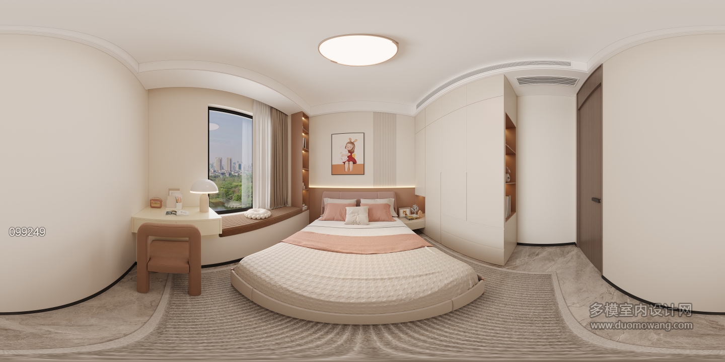 现代二楼女孩房全景