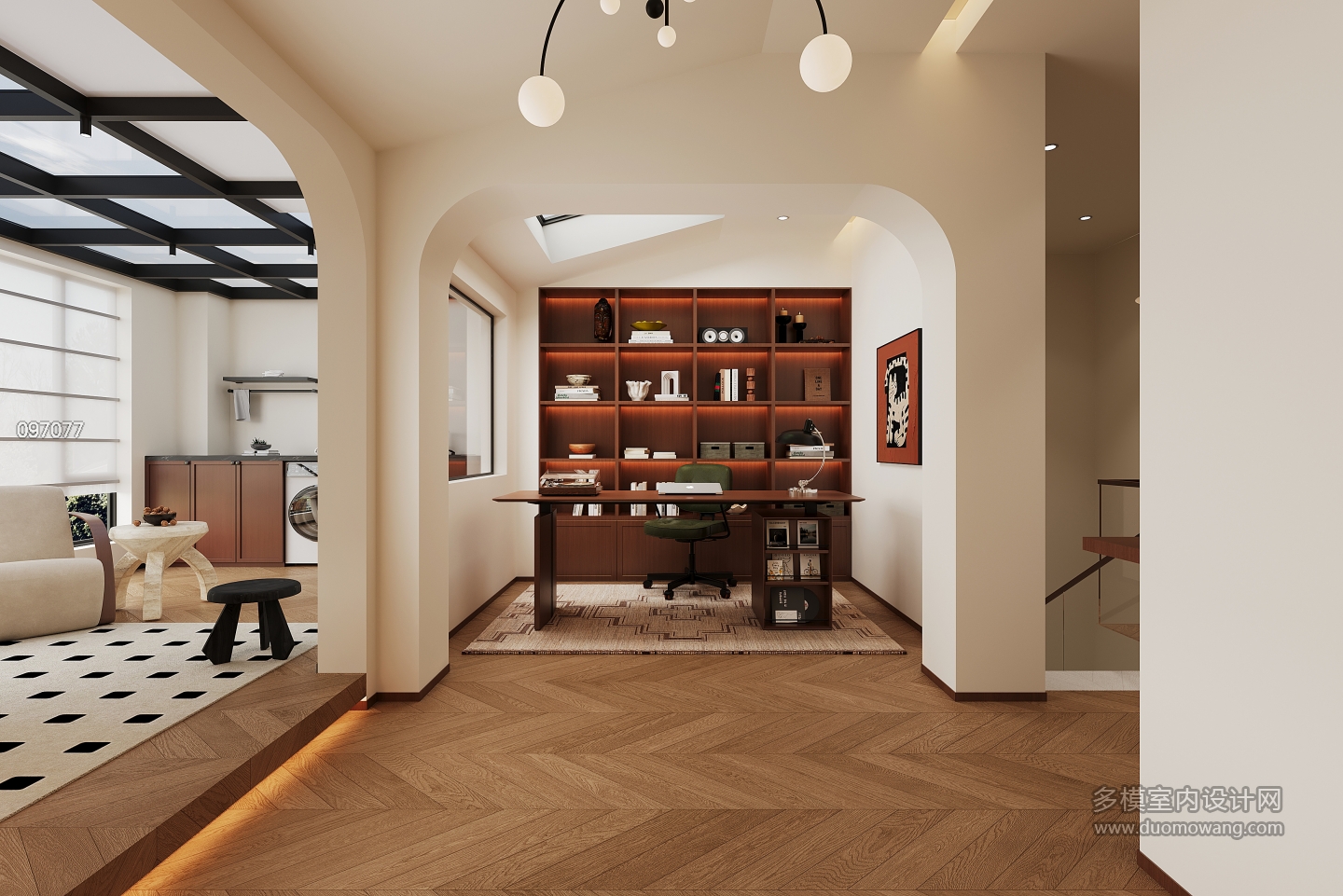 现代二楼起居室单张