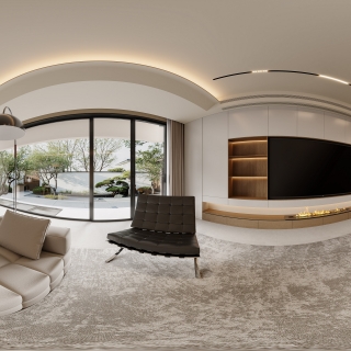 新中式一层客厅全景