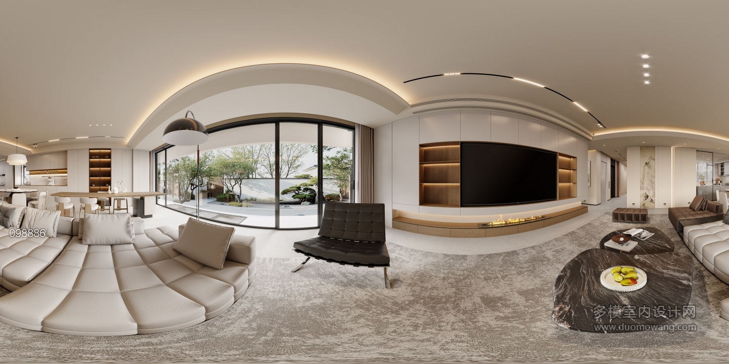 新中式一层客厅全景