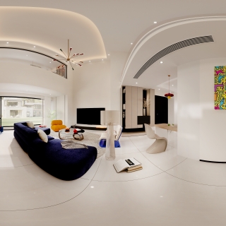 一楼客厅全景现代极简风格