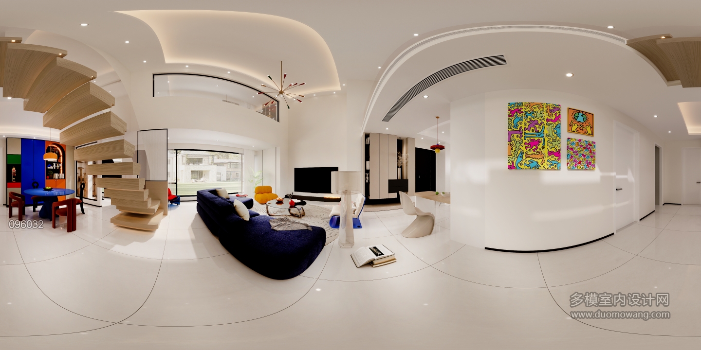 一楼客厅全景现代极简风格