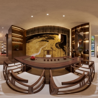 新中式茶室全景