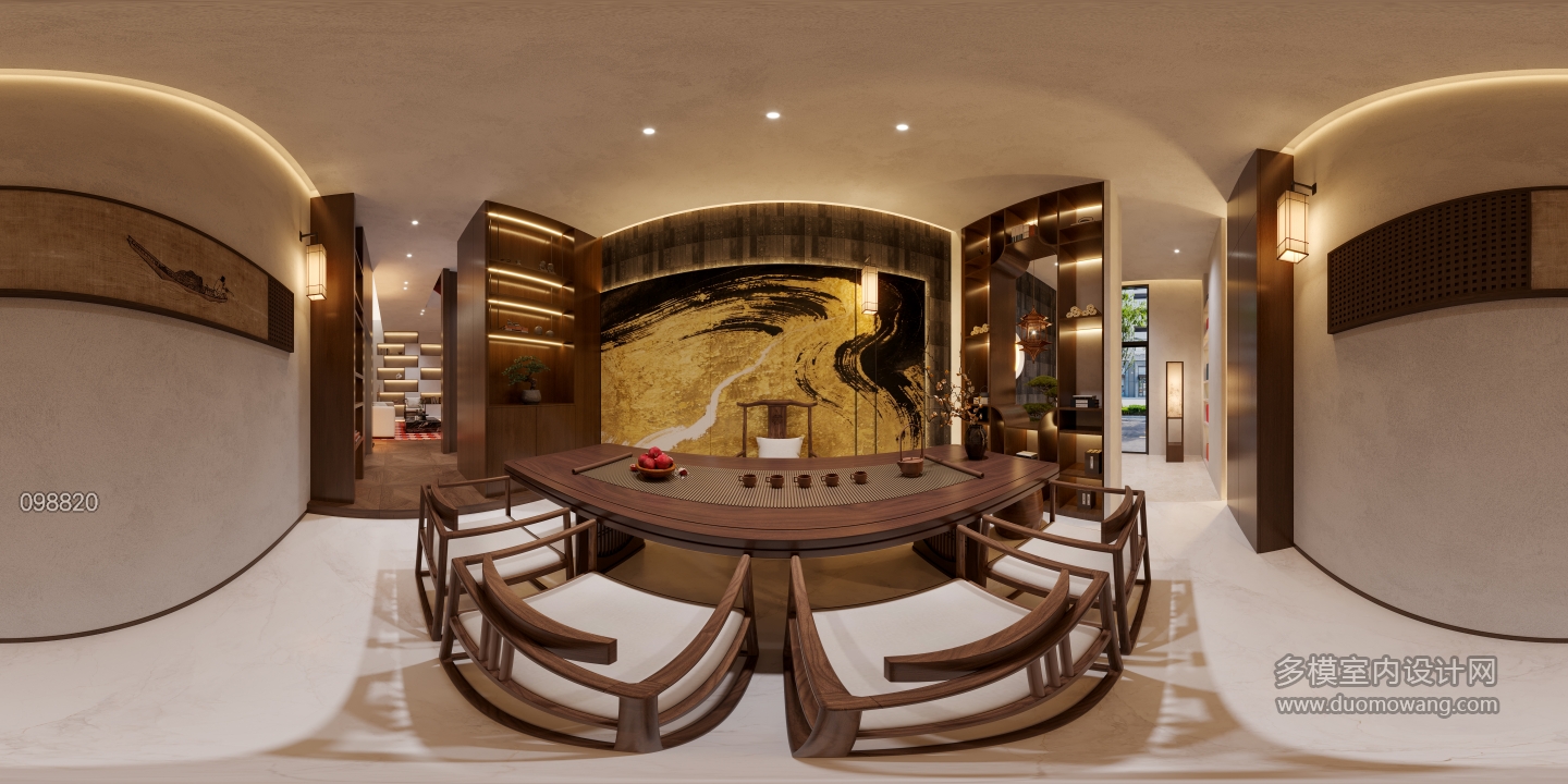 新中式茶室全景