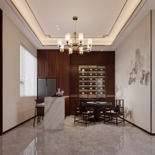 中式麻将室特写