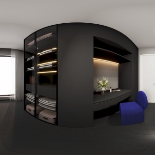 2楼衣帽间全景现代极简风格