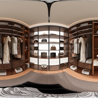 现代中古衣帽间全景