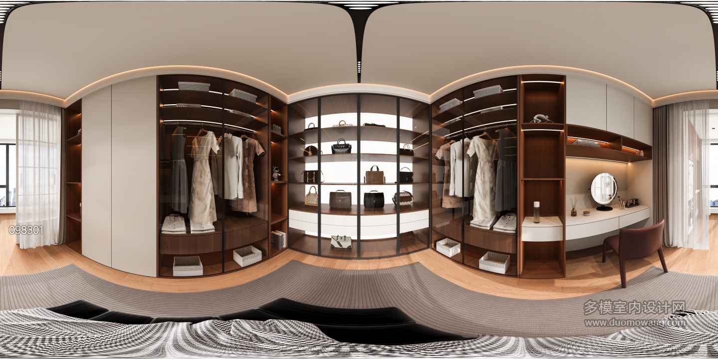 现代中古衣帽间全景
