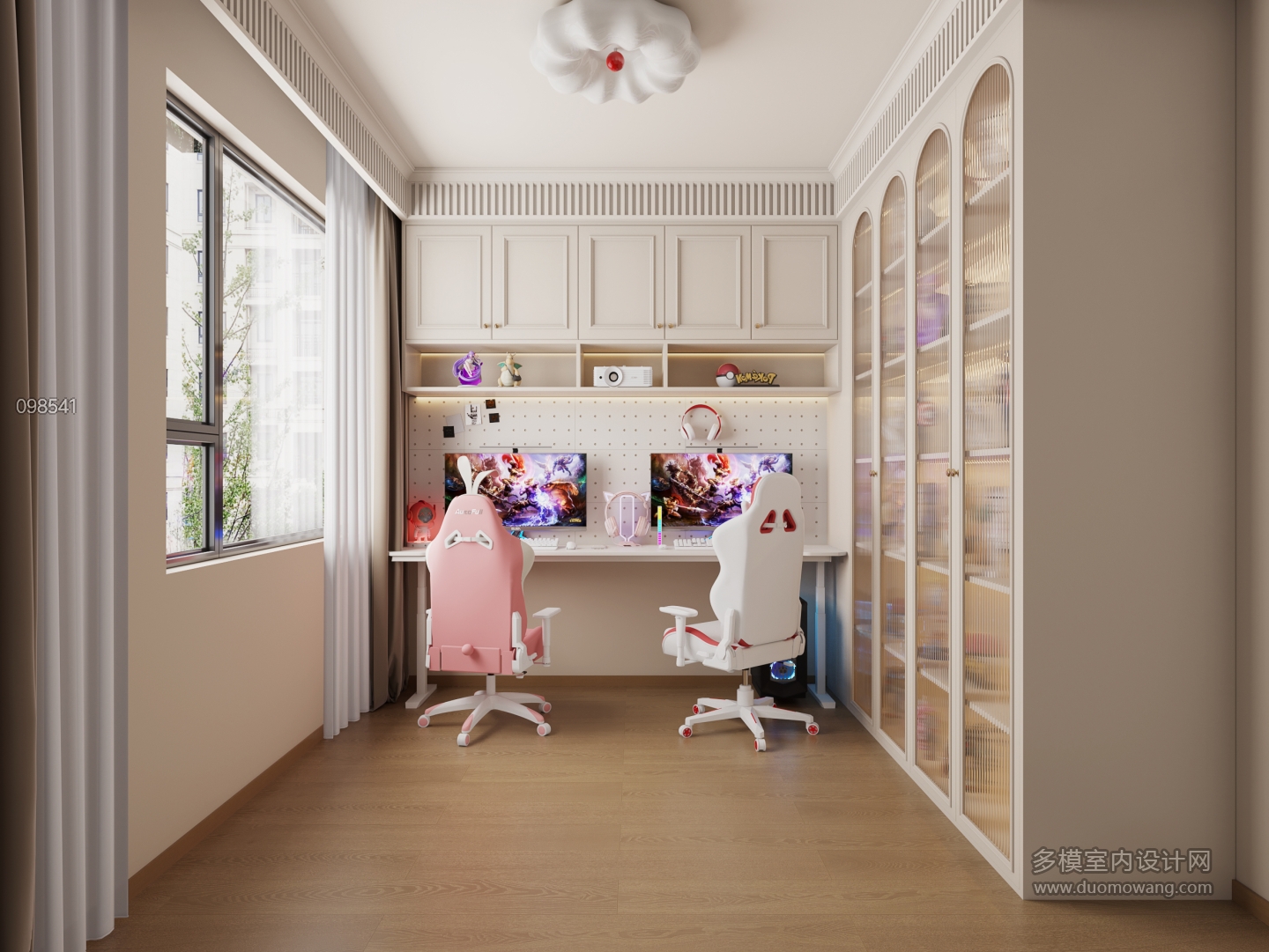 5法式奶油风书房