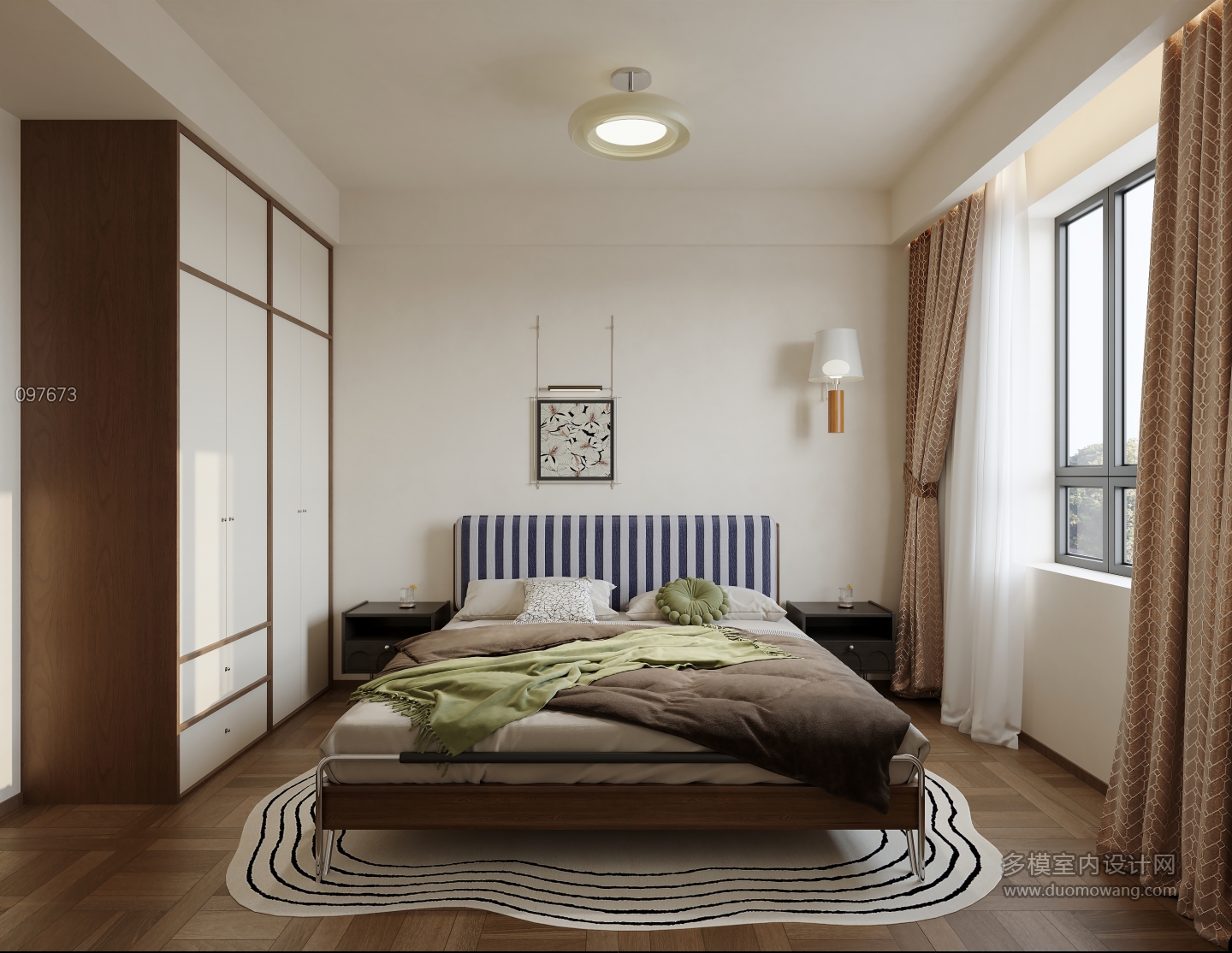 现代 中古风 次卧 单张