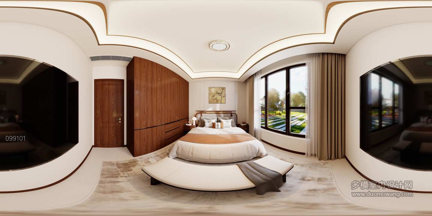 新中式一楼西北卧室