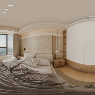 奶油风平层主卧