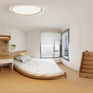 奶油原木儿童房