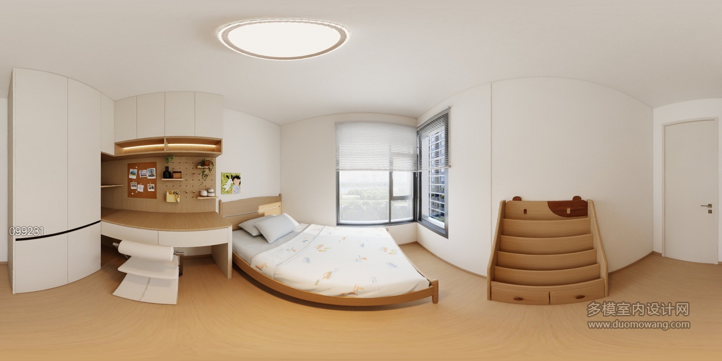 奶油原木儿童房