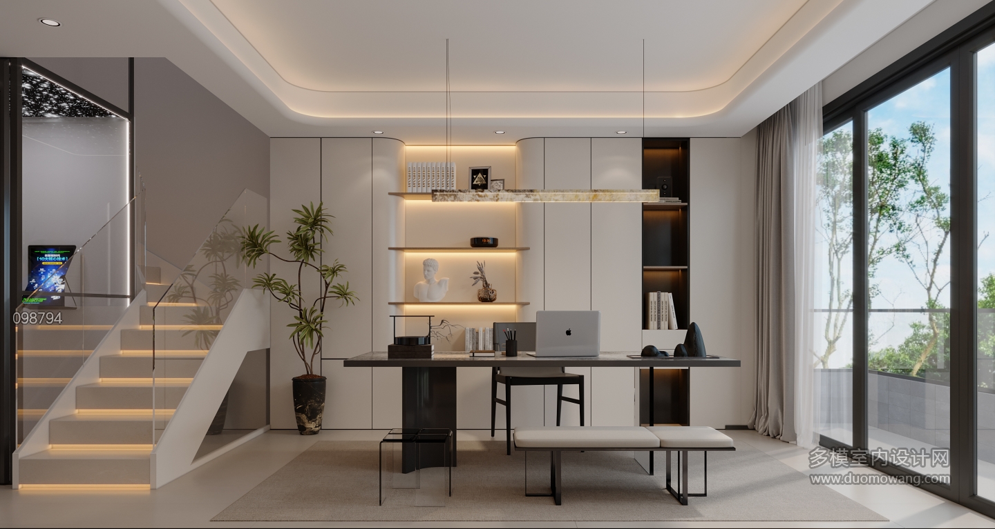 现代二楼书房特写1