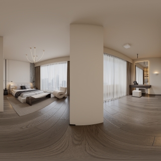 现代极简卧室_全景