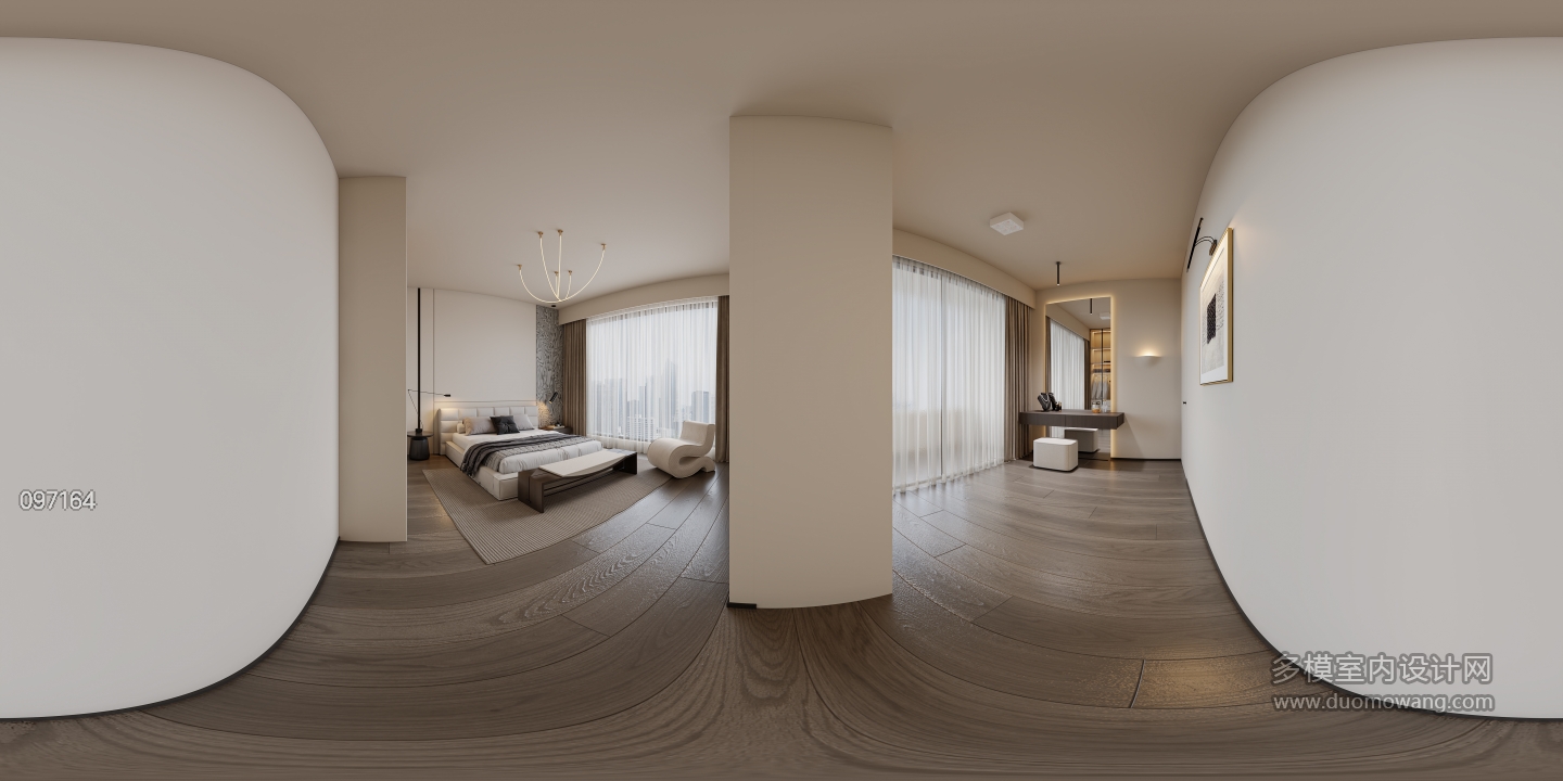 现代极简卧室_全景