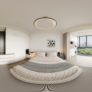 现代极简主卧全景