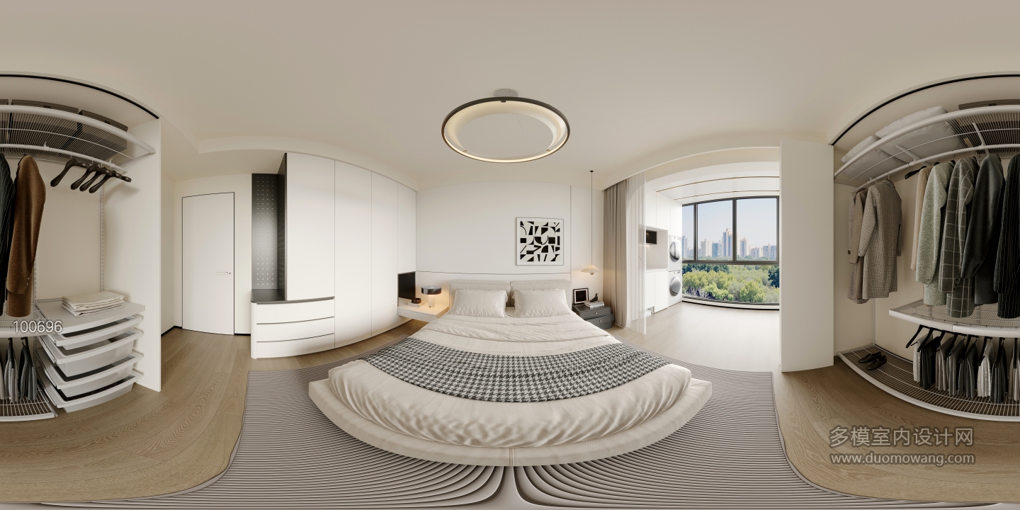 现代极简主卧全景