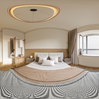 奶油风卧室全景