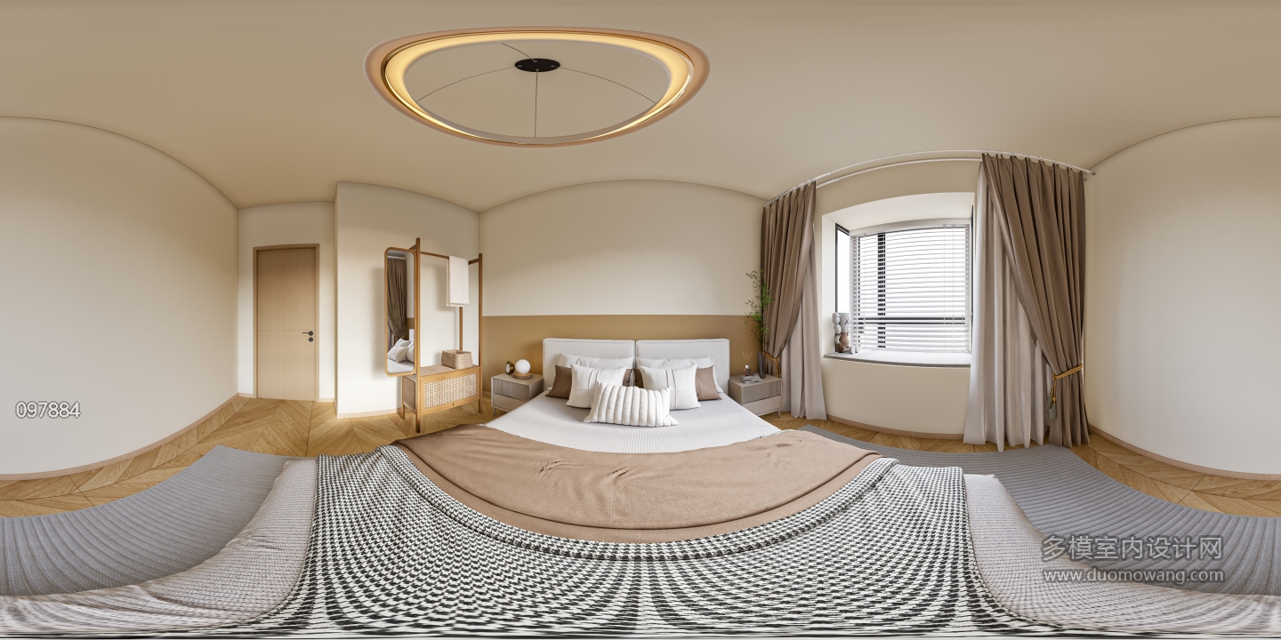 奶油风卧室全景