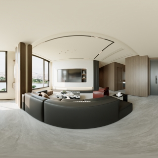 意式极简6F客厅全景