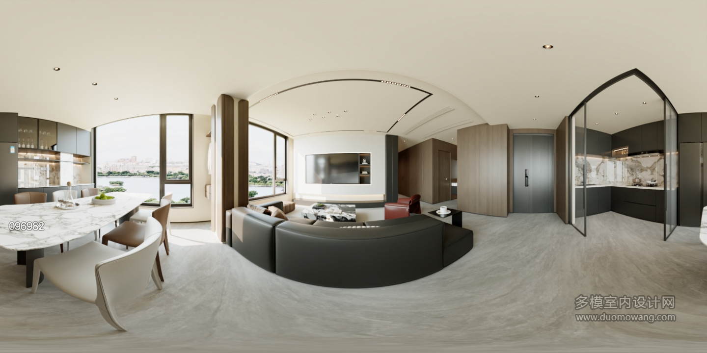 意式极简6F客厅全景