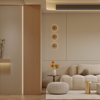 原木奶油风 沙发背景特写