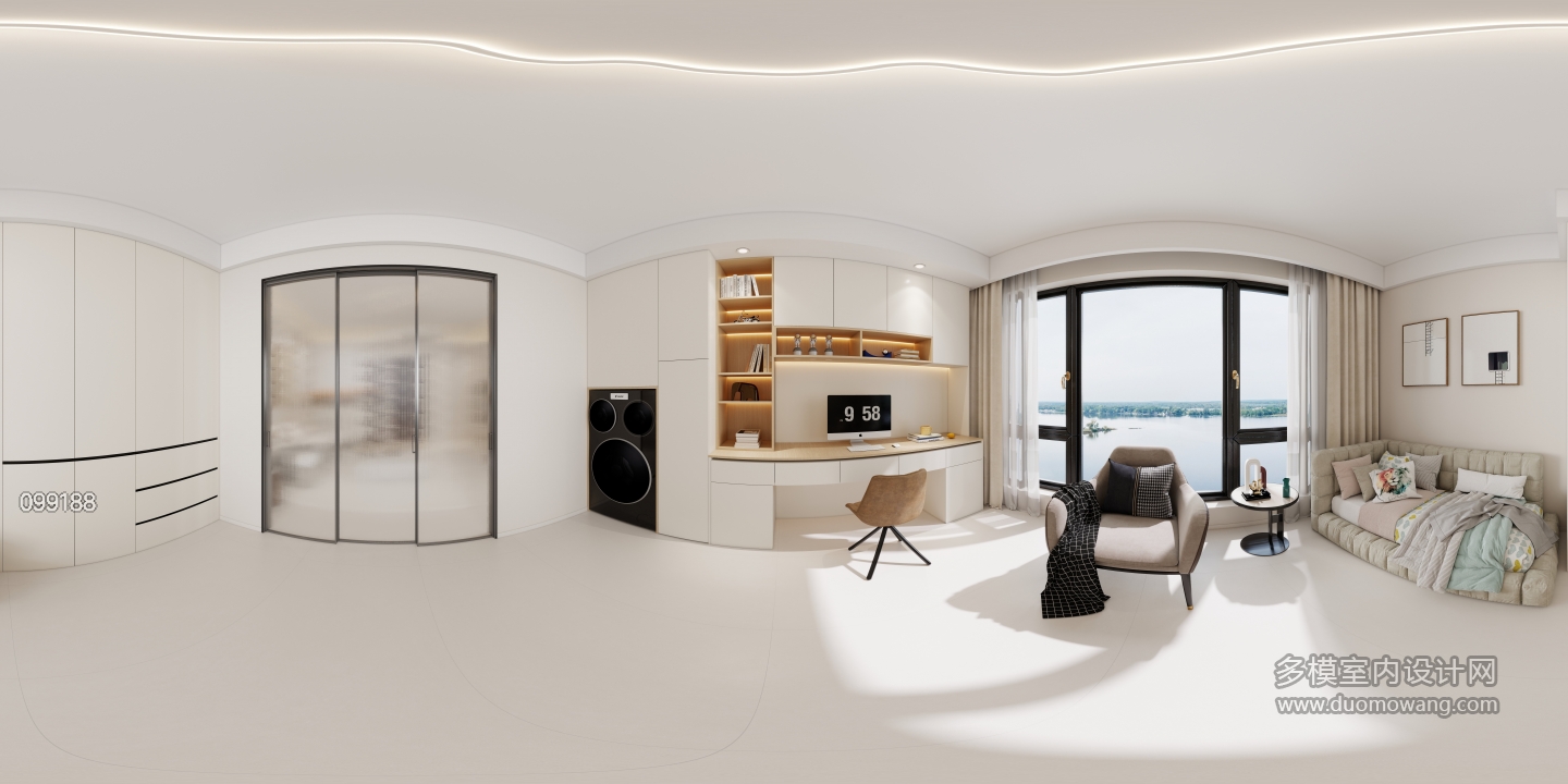 现代原木-书房兼卧室