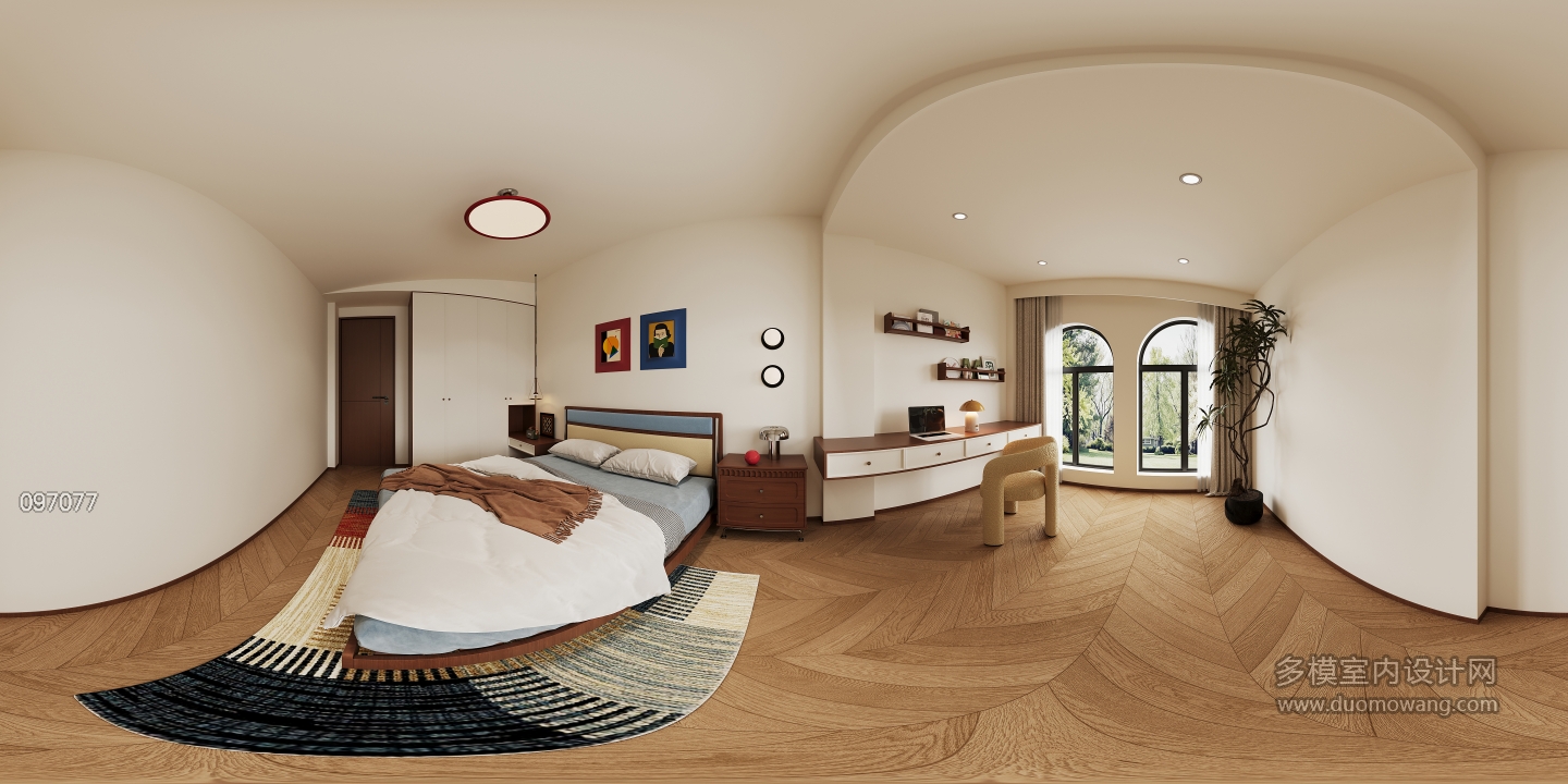 现代二楼儿童房全景