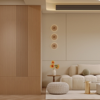 原木奶油风_沙发背景特写