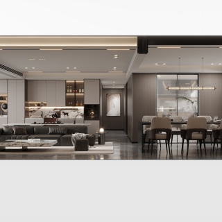 现代意式客餐厅沙发背景