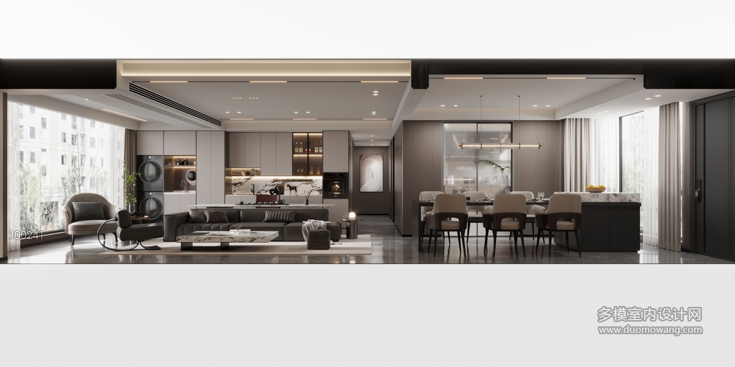 现代意式客餐厅沙发背景