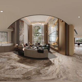 意式轻奢 客厅全景