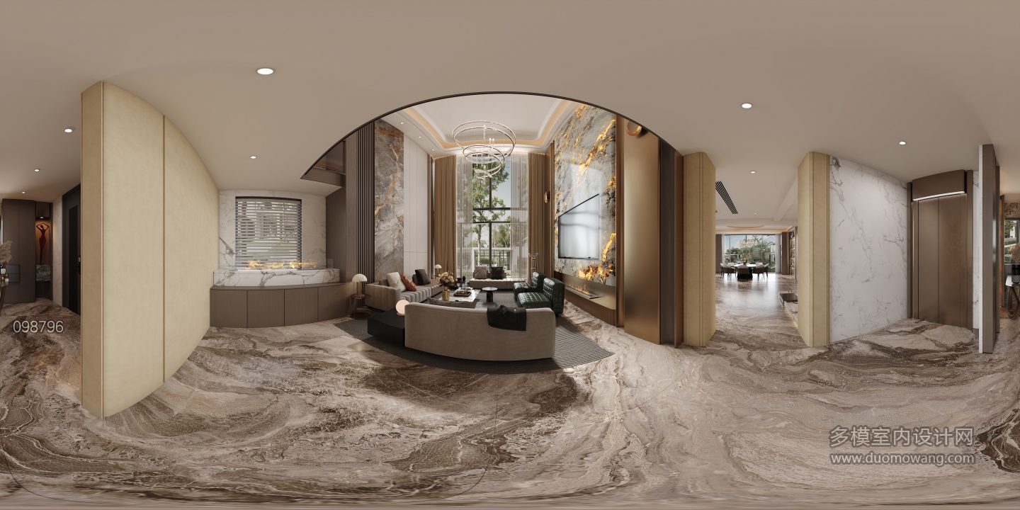 意式轻奢 客厅全景