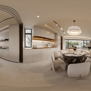 新中式一层餐厅全景