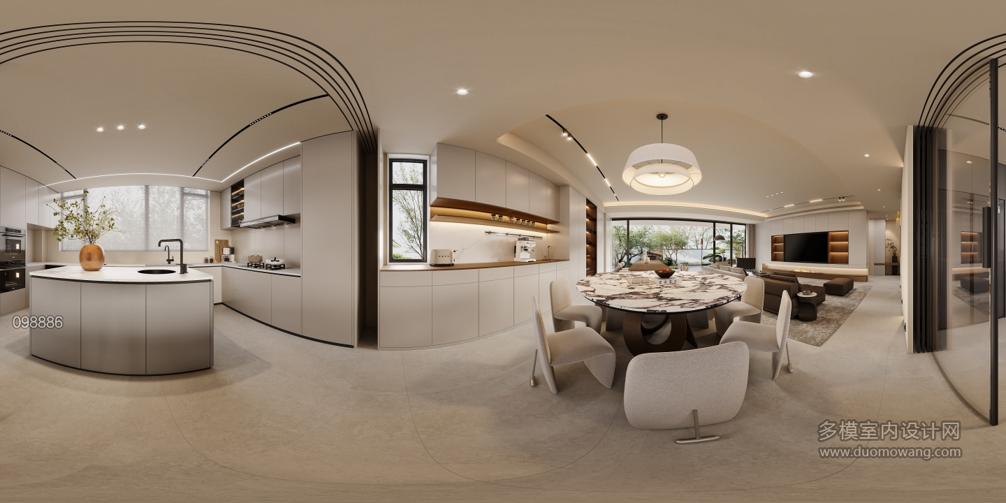 新中式一层餐厅全景