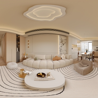 原木奶油风_客厅全景