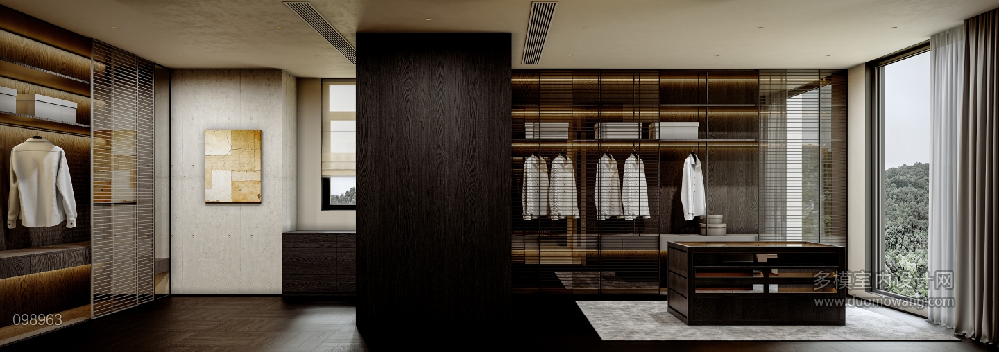 中古风别墅五层男衣帽间