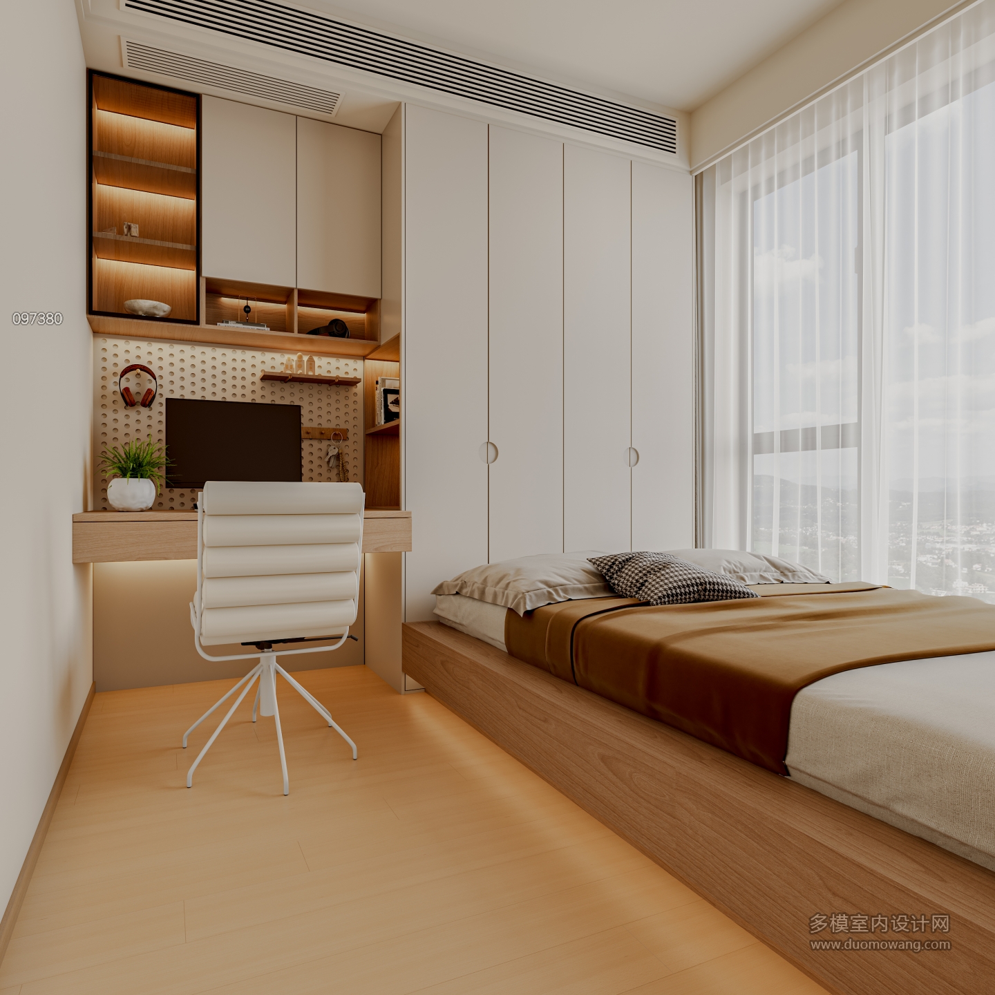 奶油风平层次卧