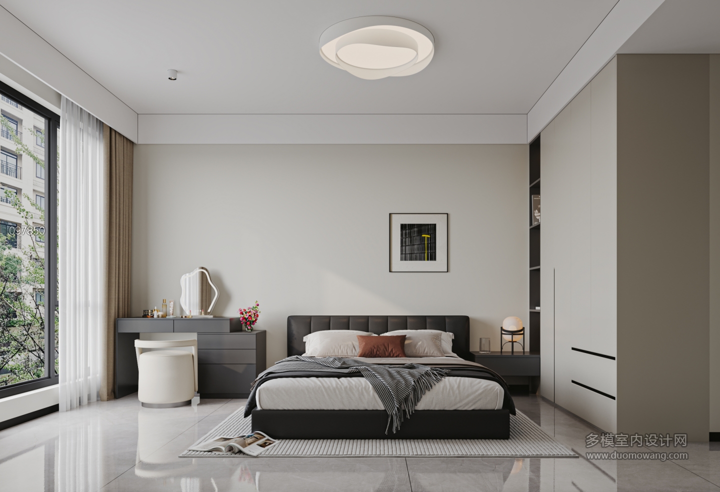 现代主卧特写