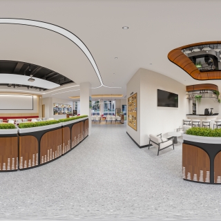 现代办公一楼食堂全景