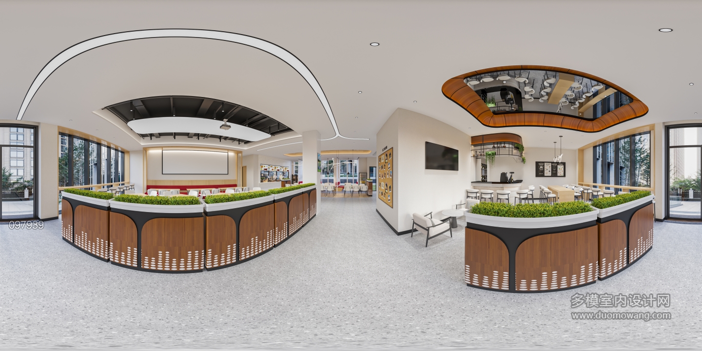 现代办公一楼食堂全景